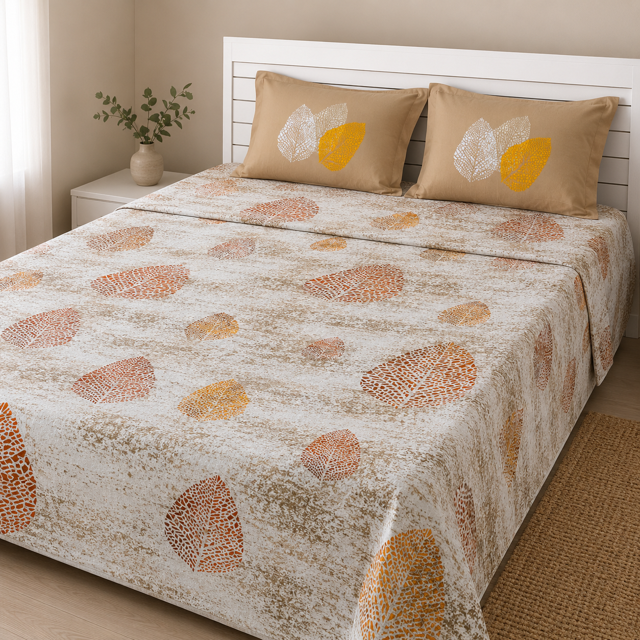 Super King Bedsheet Set | 210 TC Cotton| 2 Pillow Covers | AD21