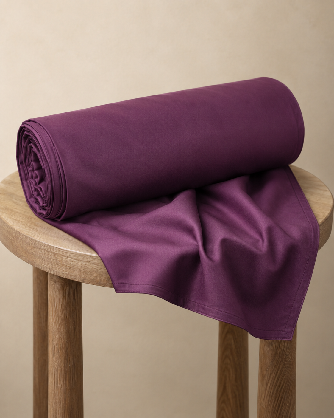 AD22 – Plum Solid 300 TC Double Bedsheet Set