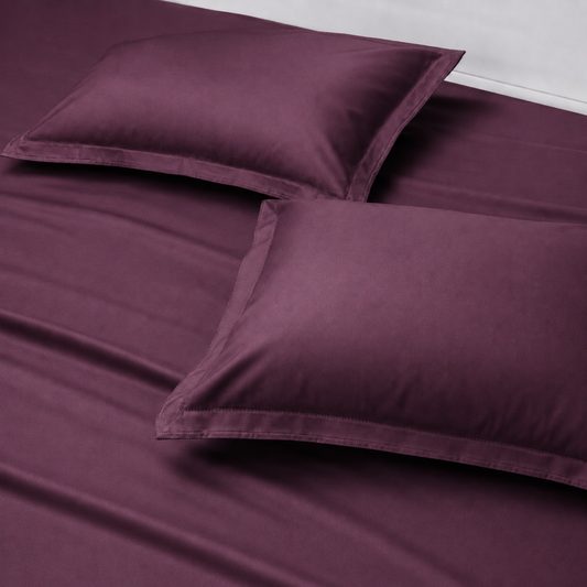 AD22 – Plum Solid 300 TC Double Bedsheet Set
