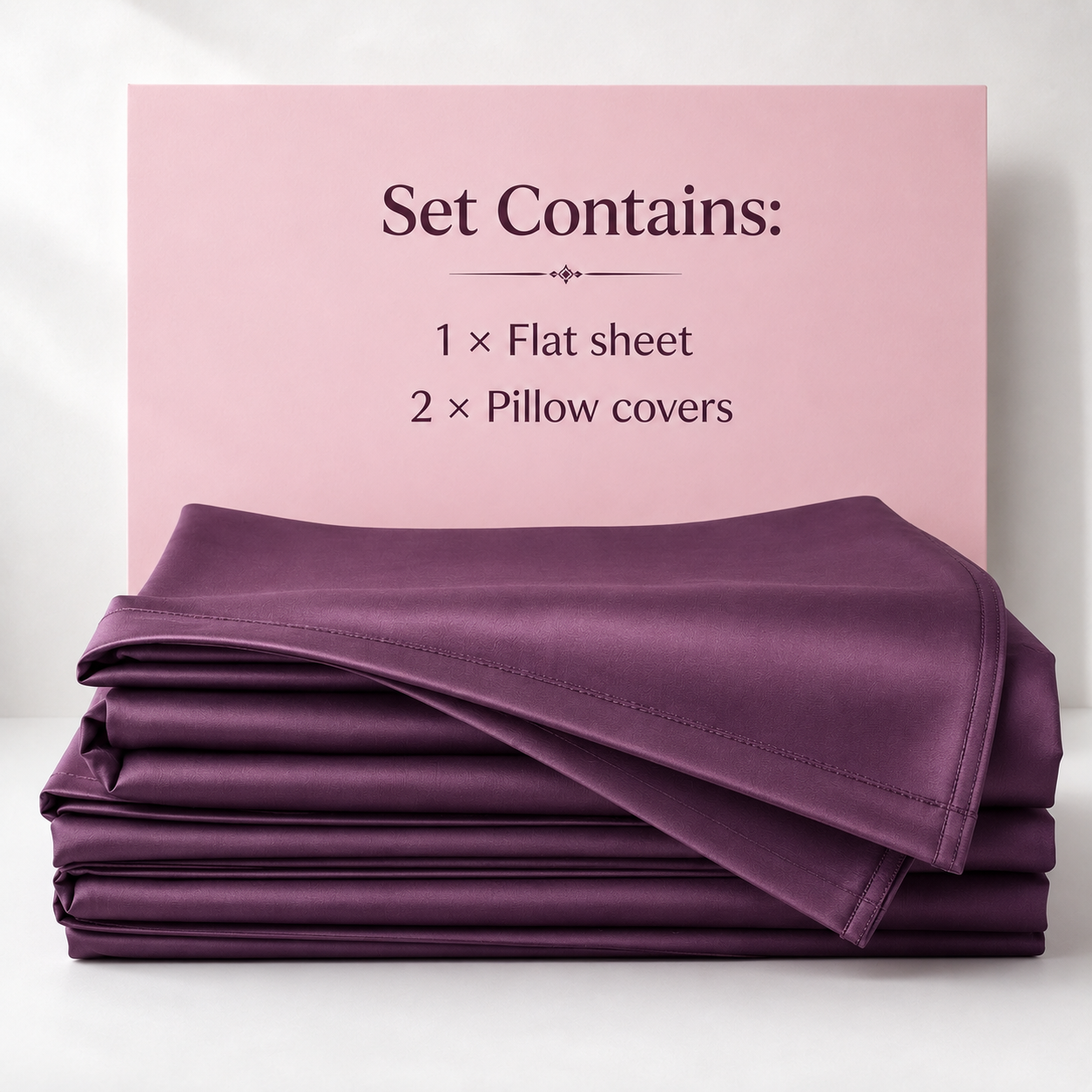AD22 – Plum Solid 300 TC Double Bedsheet Set