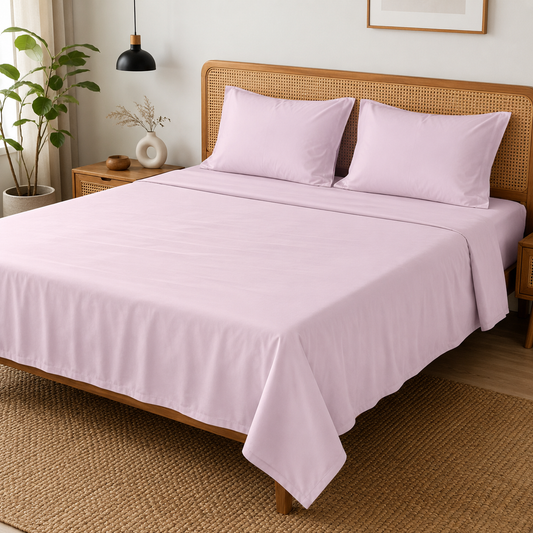 AD23 – Blush Pink Solid 300 TC Double Bedsheet Set
