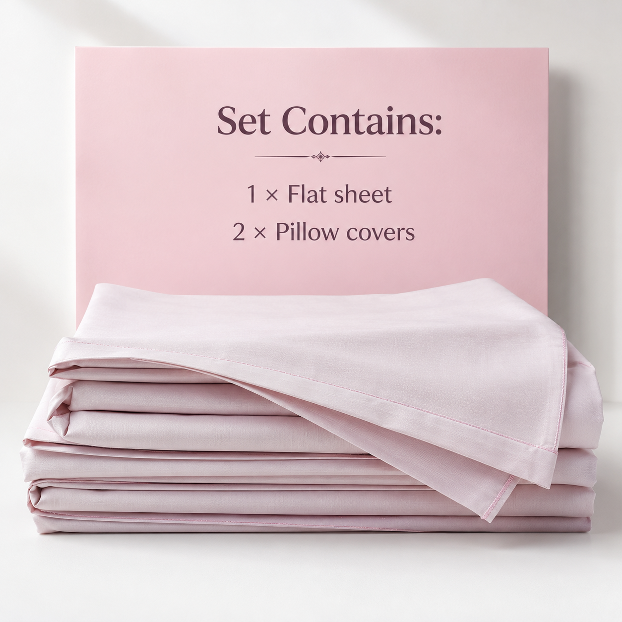 AD23 – Blush Pink Solid 300 TC Double Bedsheet Set