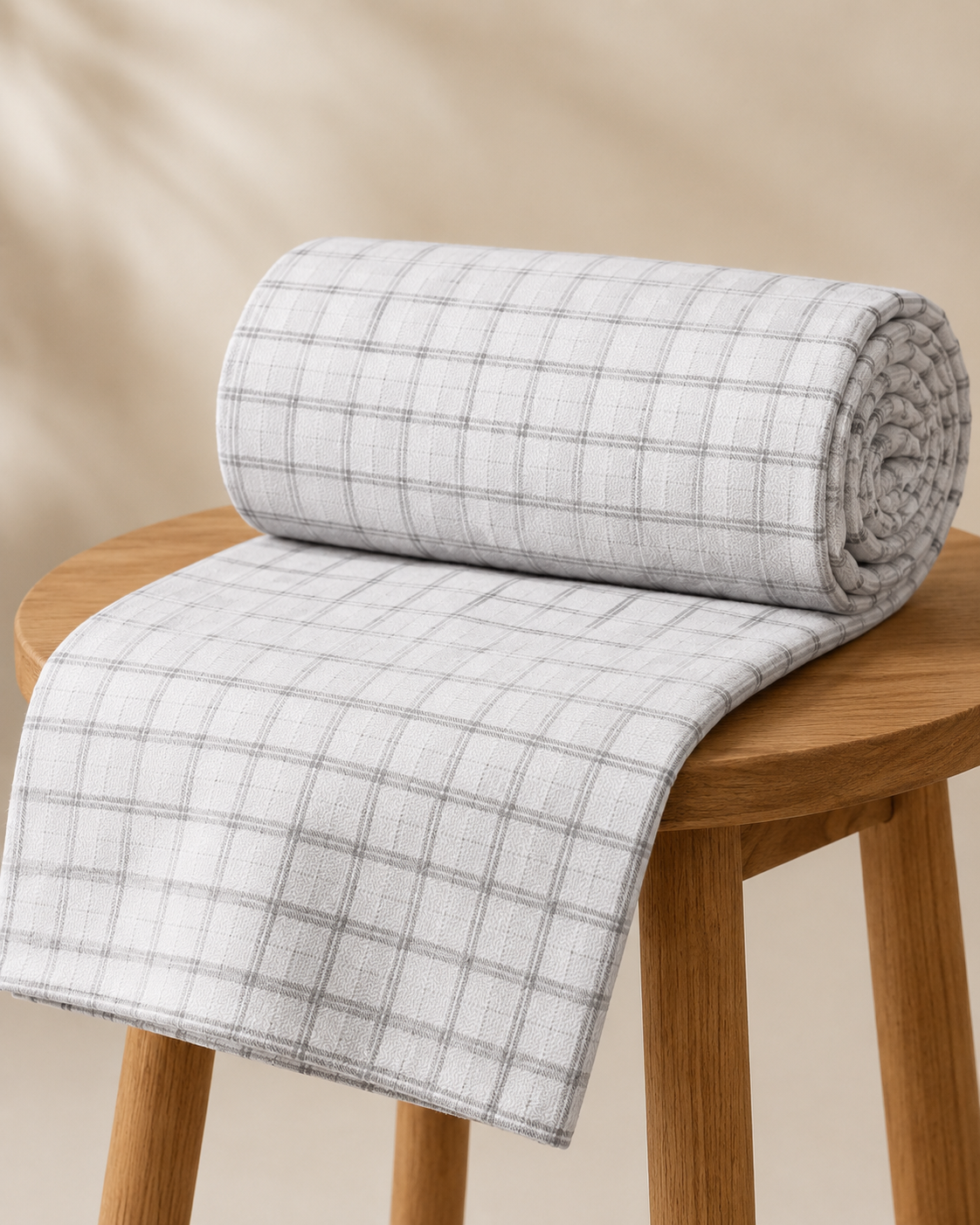 AD24 – Classic Grey Check Pure Cotton Super King Bedsheet Set
