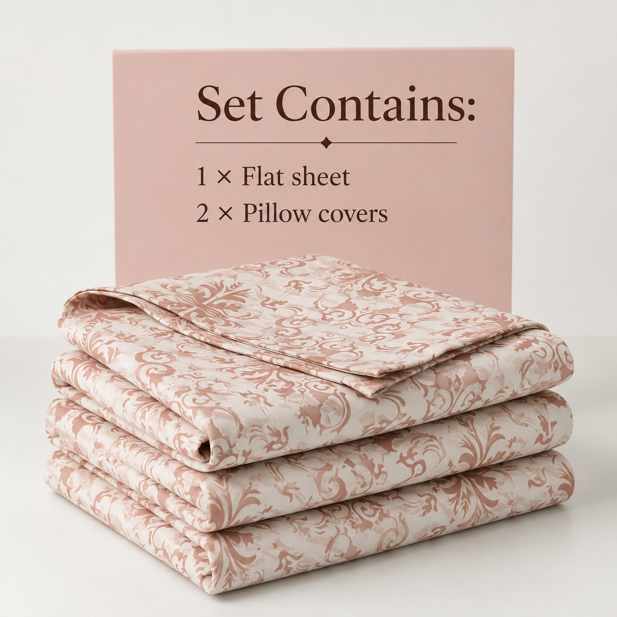 AD27 – Terracotta Ornamental Pure Cotton Super King Bedsheet Set