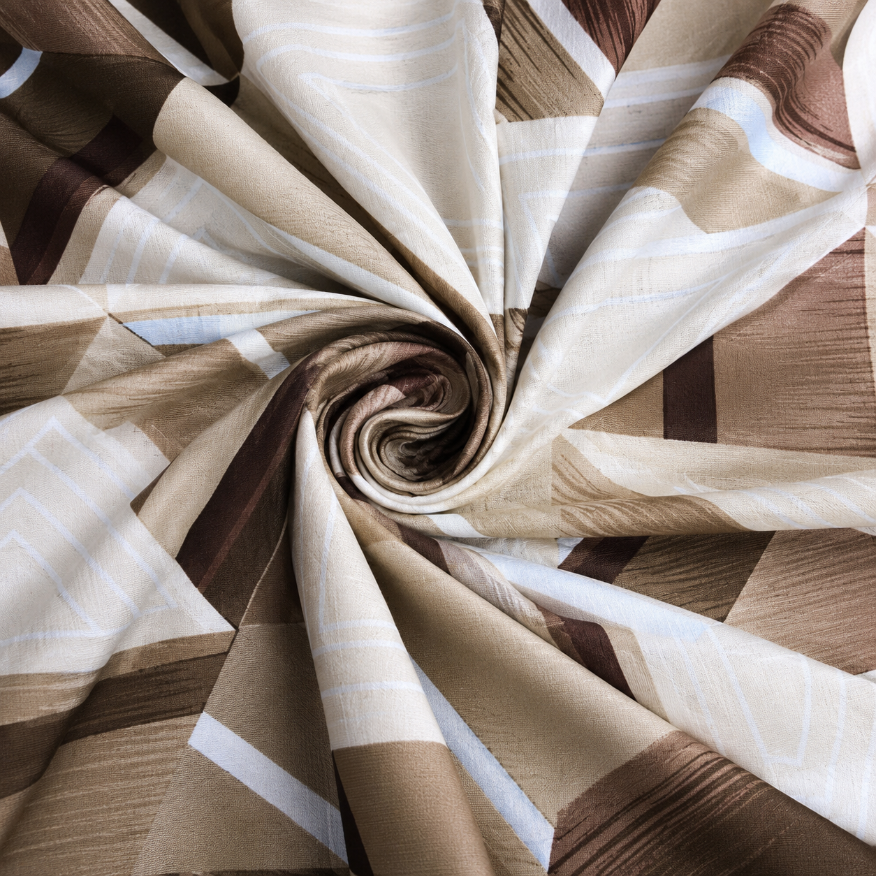 AD32 | 100% Cotton Double Bed Bedsheet with 2 Pillow Covers | King Size (275 x 275 cm) | Diamond Geometric Print in Brown & Beige |