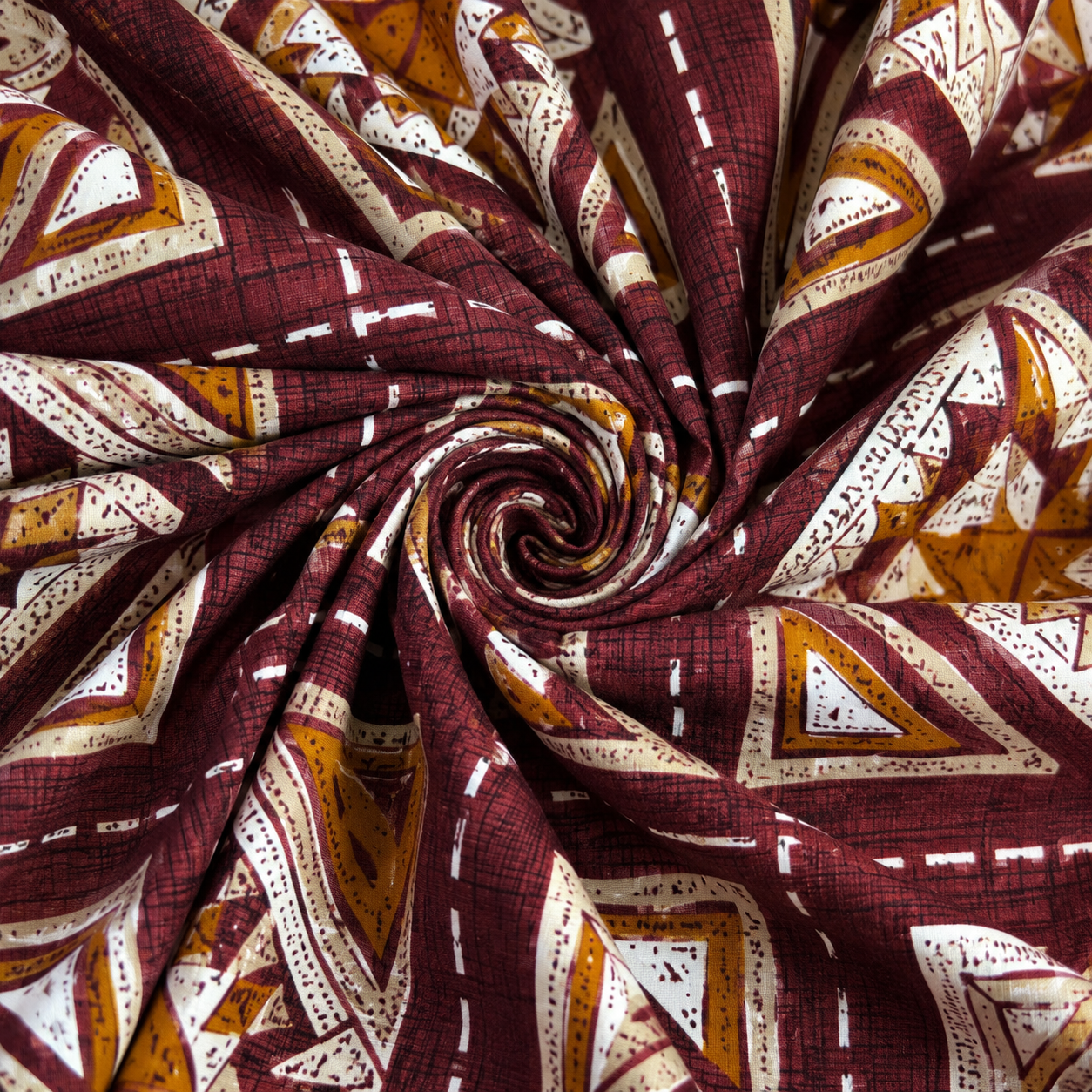 AD33 | 100% Cotton Double Bed Bedsheet with 2 Pillow Covers | King Size (275 x 275 cm) | Ethnic Geometric Block Print in Brown & Mustard |