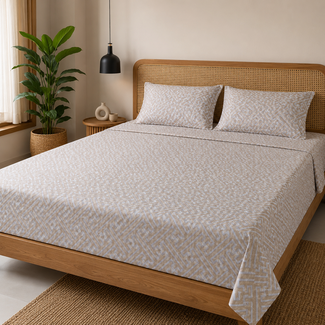 AD34 | Premium Cotton King Size Bedsheet Set