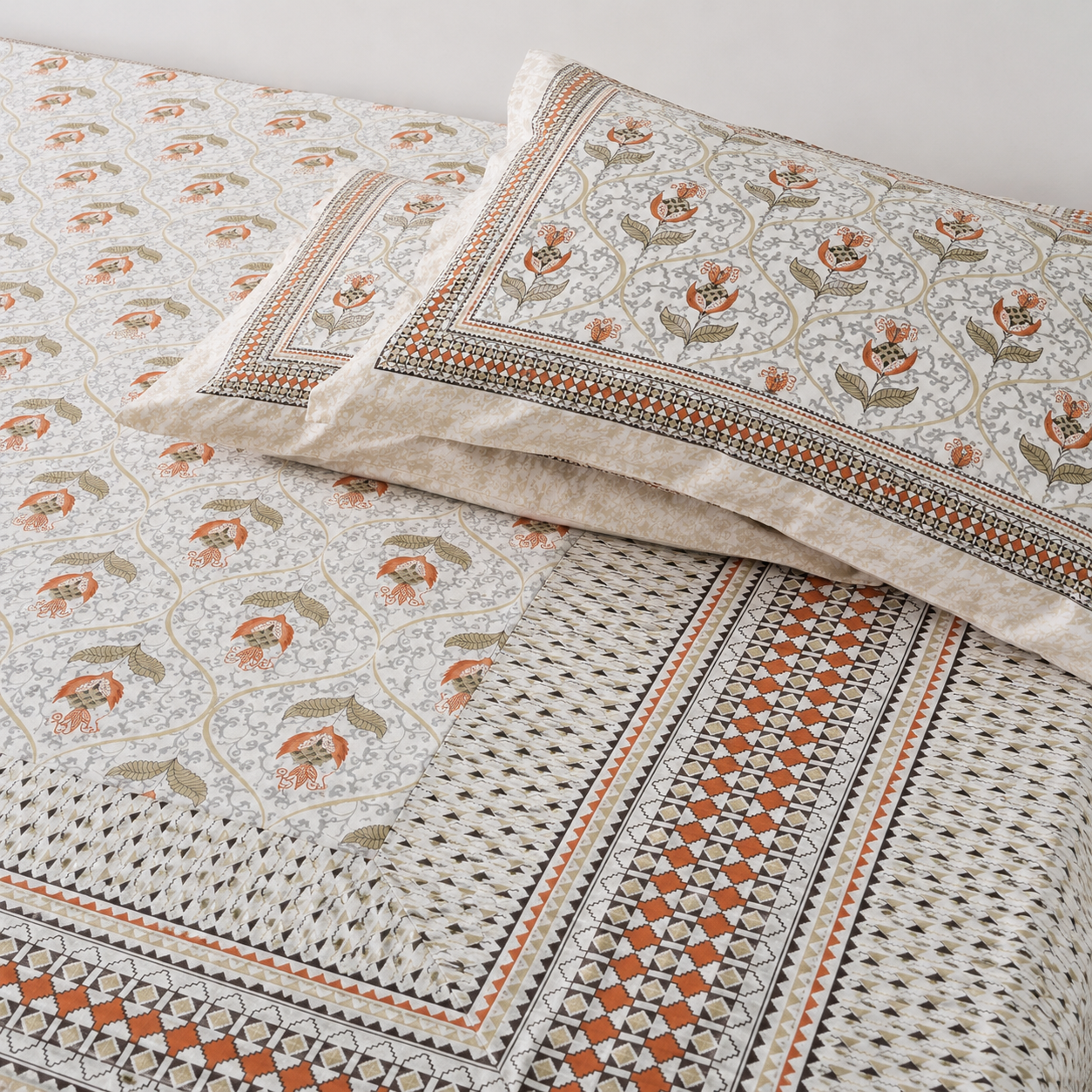 100% Cotton Floral Bedsheet Set | King Size (108 x 108 in) | Soft & Breathable | With 2 Pillow Covers