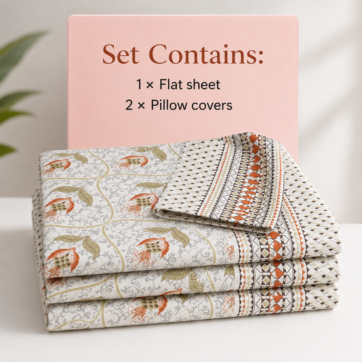 100% Cotton Floral Bedsheet Set | King Size (108 x 108 in) | Soft & Breathable | With 2 Pillow Covers