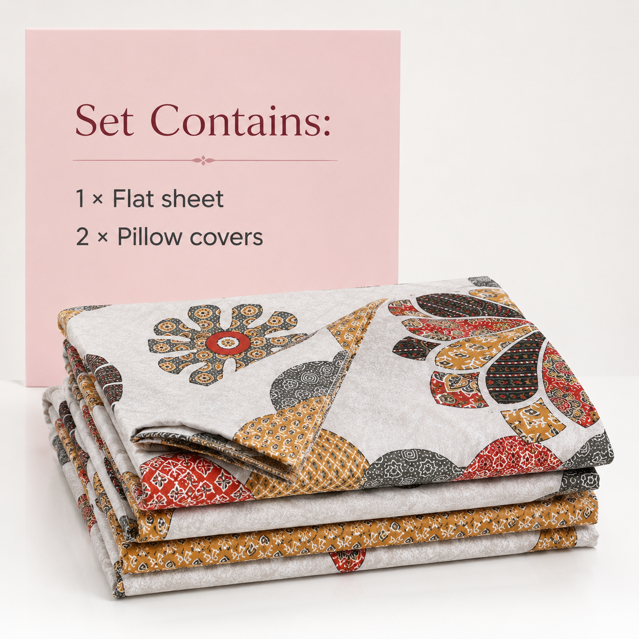 AD41 | Premium King Size Pure Cotton Bedsheet Set