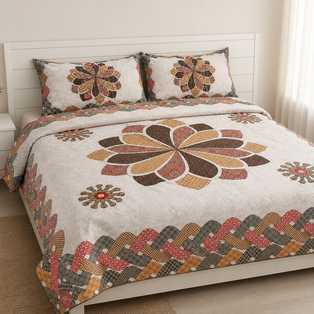 AD41 | Premium King Size Pure Cotton Bedsheet Set