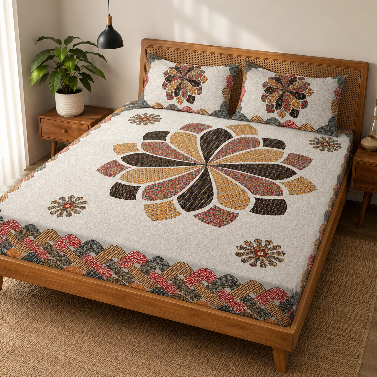 AD41 | Premium King Size Pure Cotton Bedsheet Set