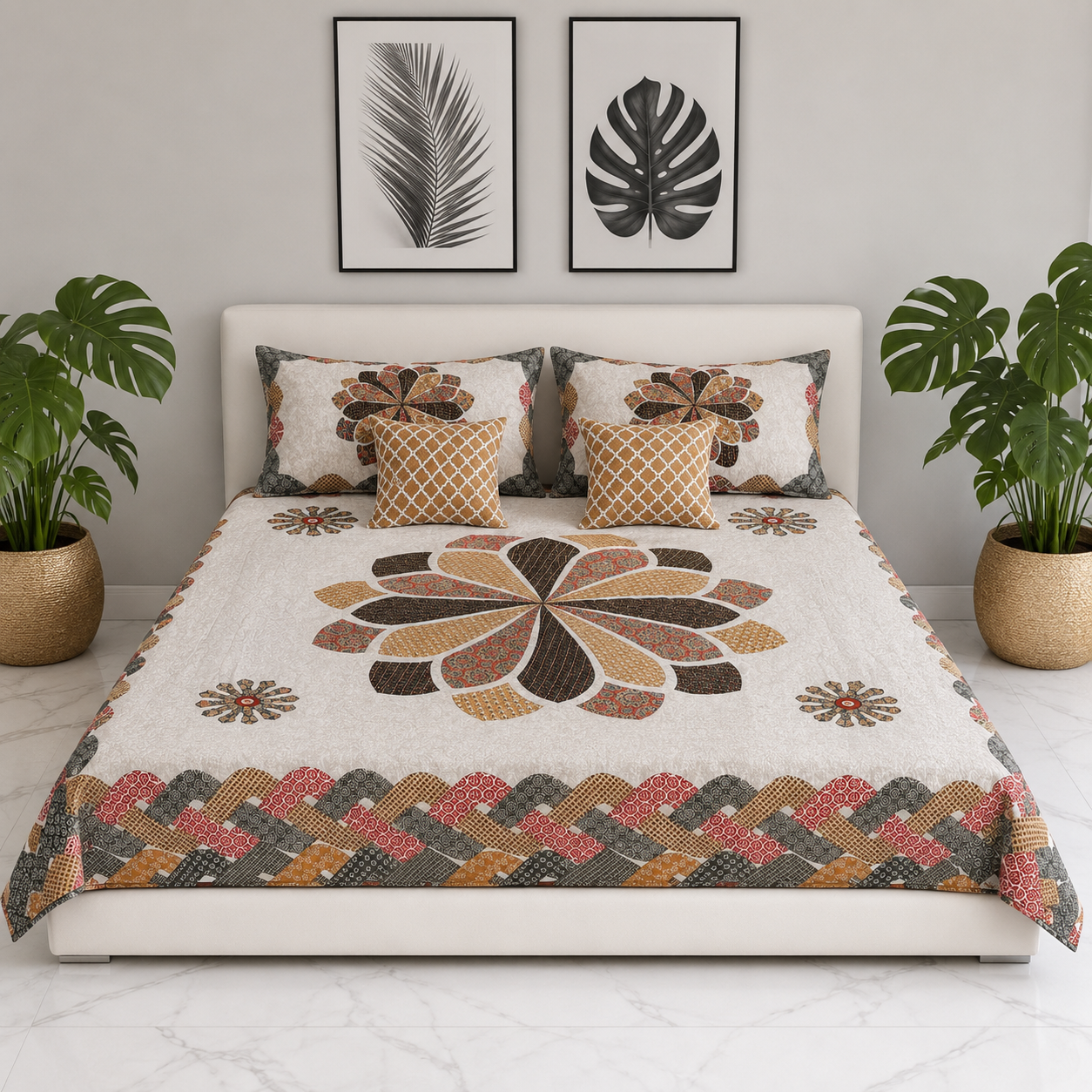 AD41 | Premium King Size Pure Cotton Bedsheet Set