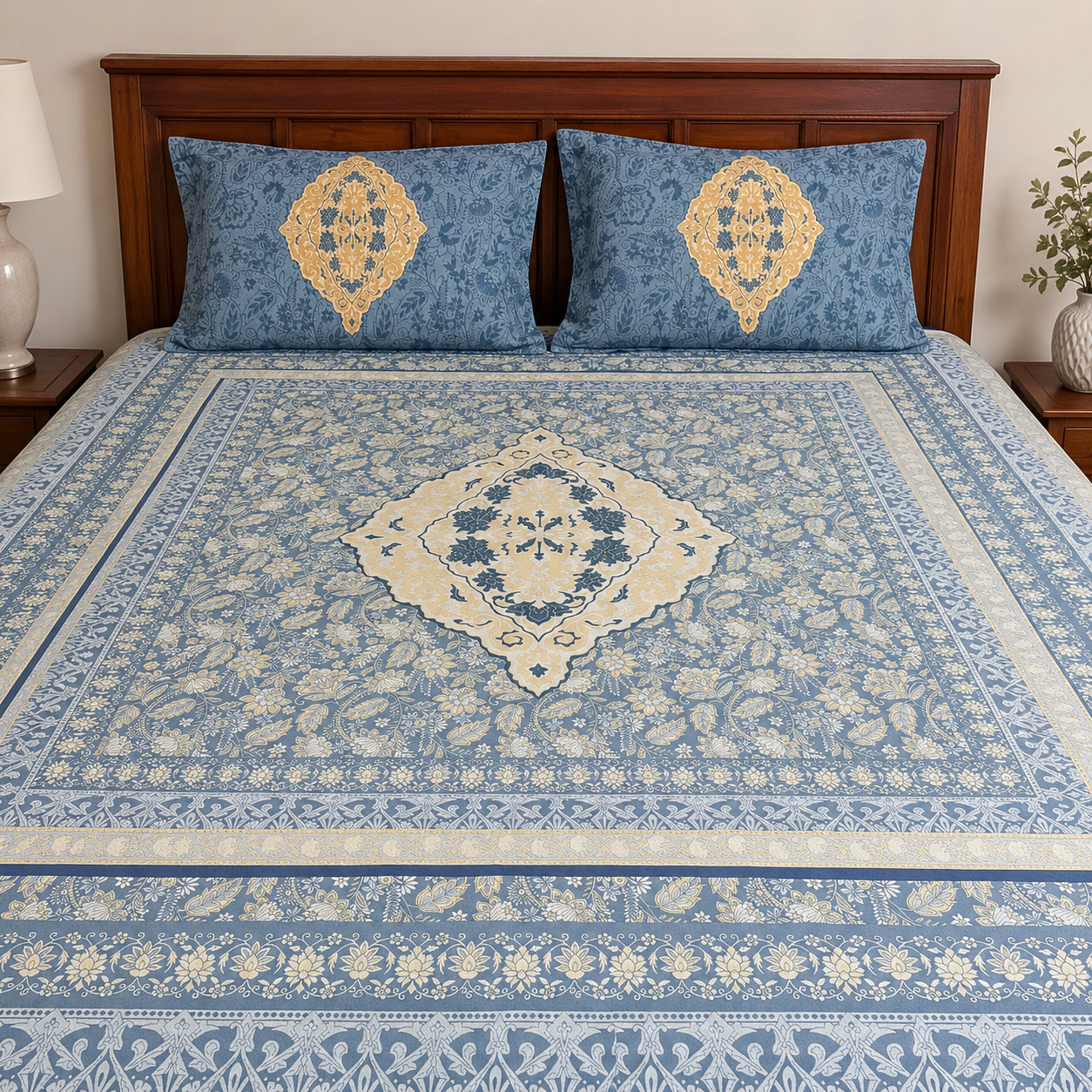 100% Cotton Floral Bedsheet Set | King Size- 120TC | Soft, Breathable & Comfortable