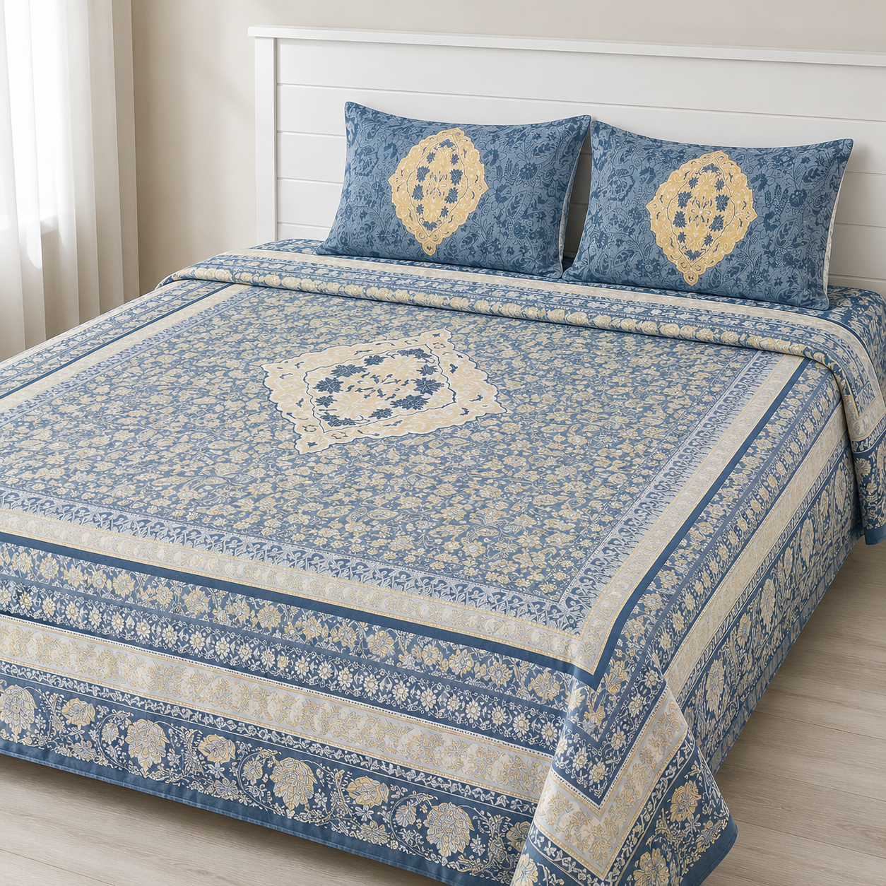 100% Cotton Floral Bedsheet Set | King Size- 120TC | Soft, Breathable & Comfortable