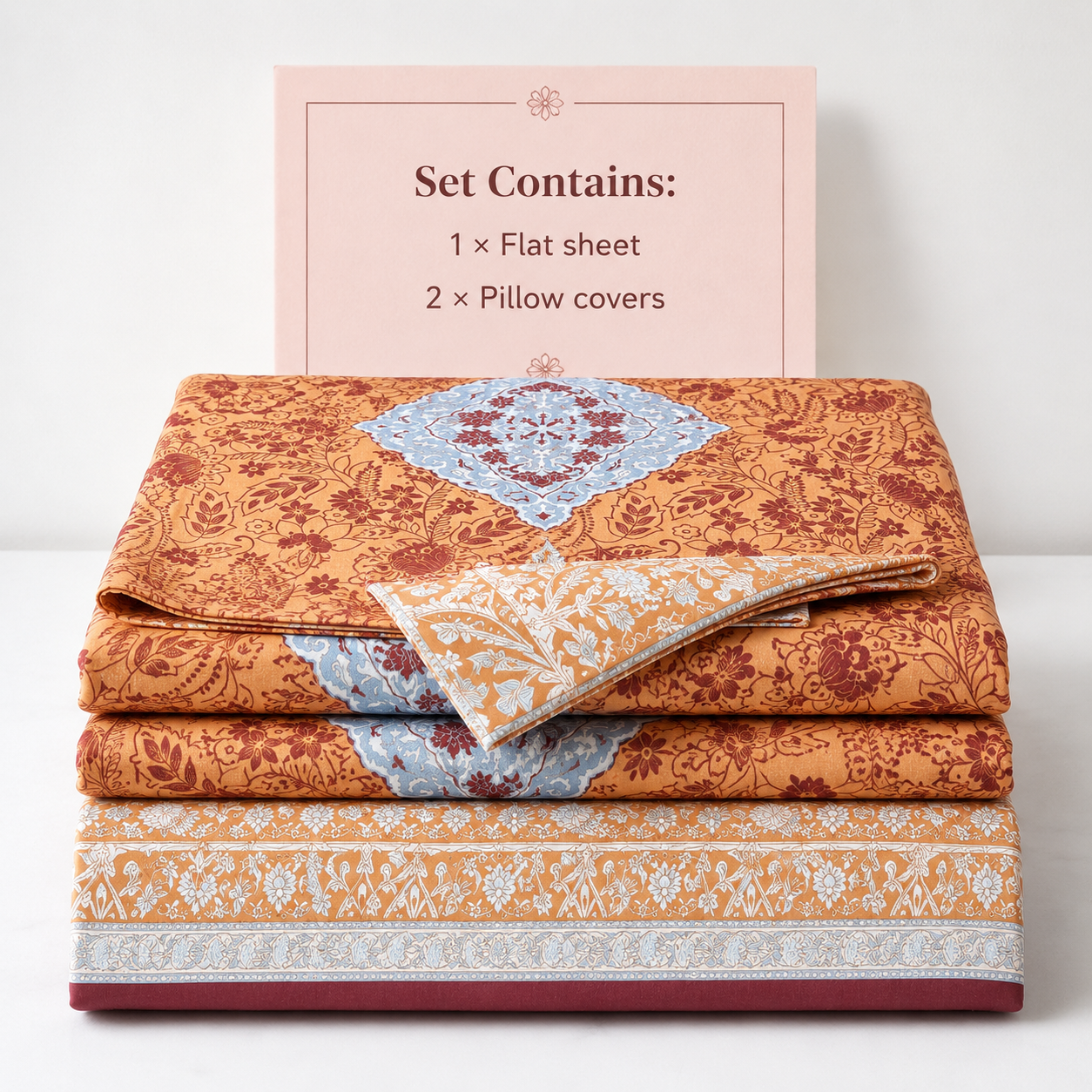 Cotton King Size Floral Bedsheet Set | Soft & Breathable | With 2 Pillow Covers