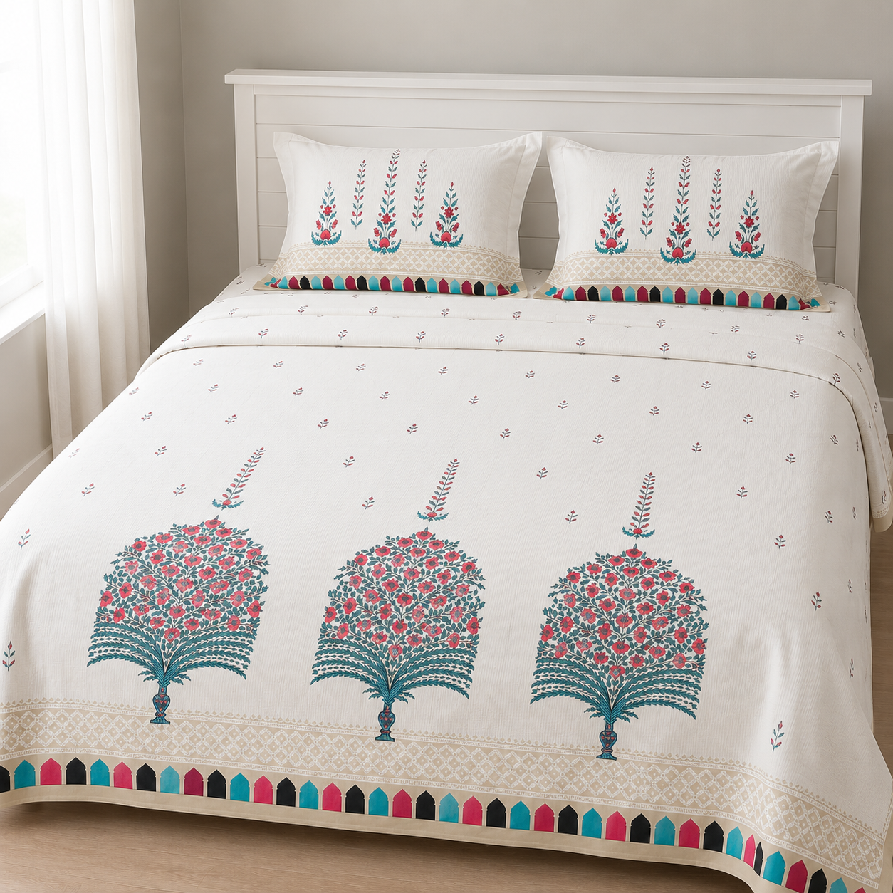 100% Cotton King Size Bedsheet Set | 120TC | 108X108 Inch