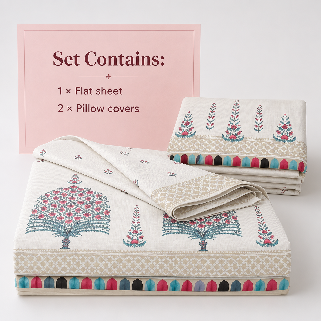 100% Cotton King Size Bedsheet Set | 120TC | 108X108 Inch