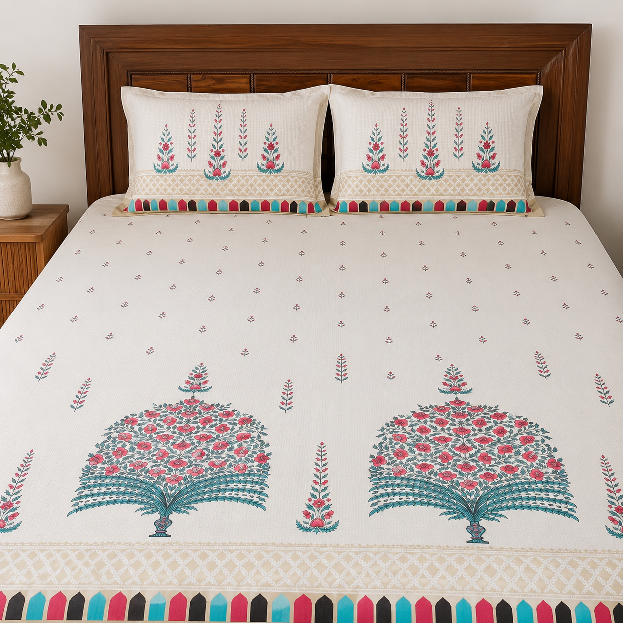 100% Cotton King Size Bedsheet Set | 120TC | 108X108 Inch