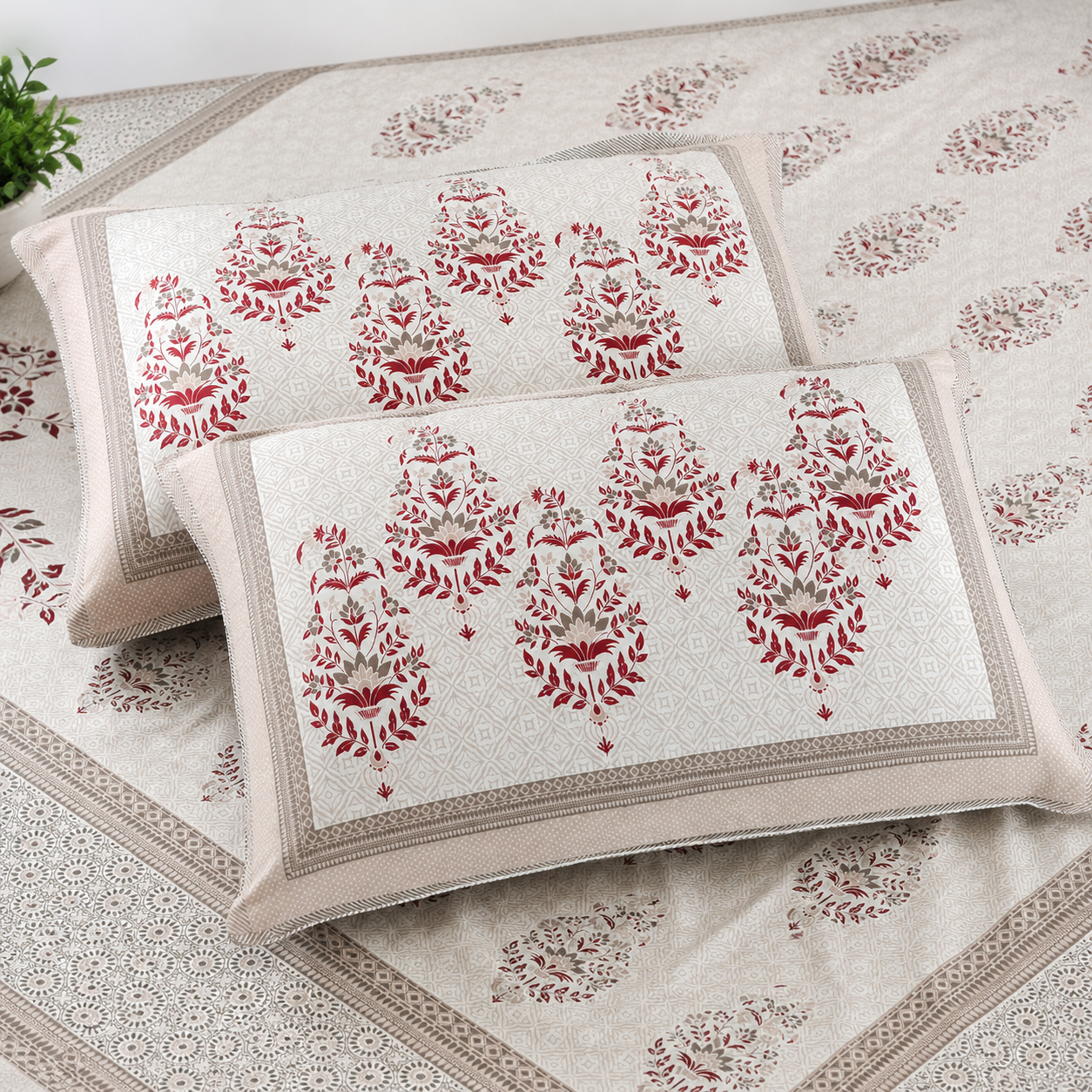 100% Cotton Floral Bedsheet Set | King Size- 120 TC | Soft, Breathable & Comfortable | With 2 Pillow Covers
