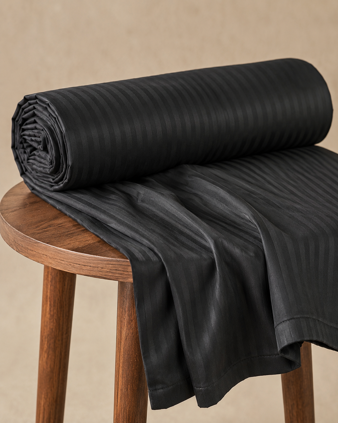 Black Striped 100% Cotton King Bedsheet Set | 300 TC | AD9