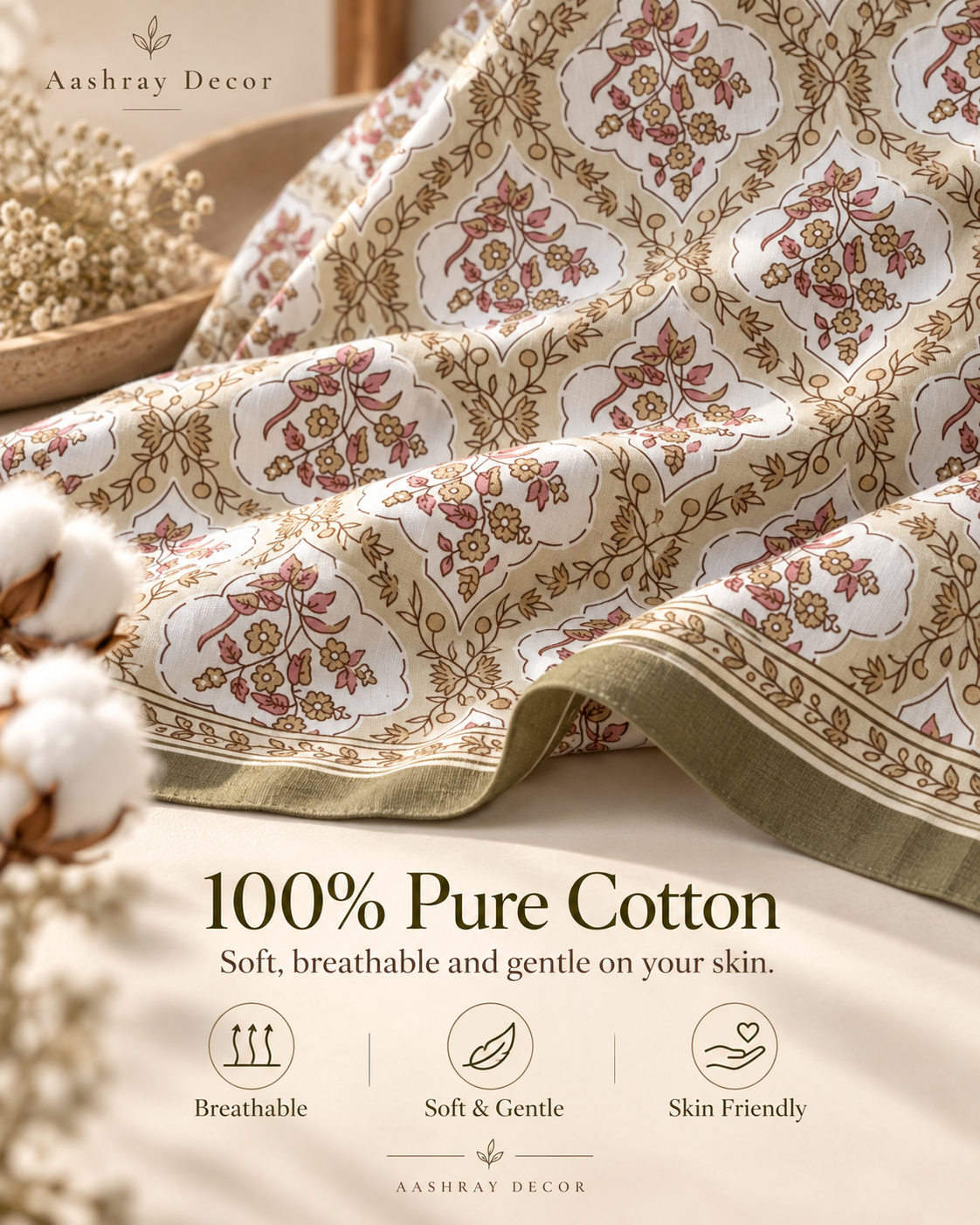 ADB20 – Quilted Cotton Bed Cover with 2 Matching Pillow Covers