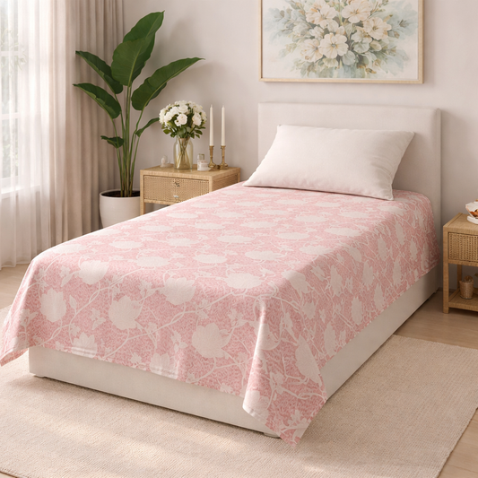 Single Bed Premium Pure Cotton Bedsheet with Pillow Cover – Soft, Elegant & Long-Lasting | AH15