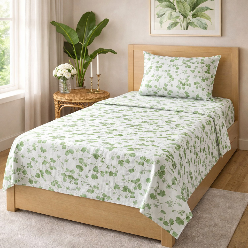 Single Bed Pure Cotton Bedsheet with Pillow Cover – Everyday Comfort | AH1
