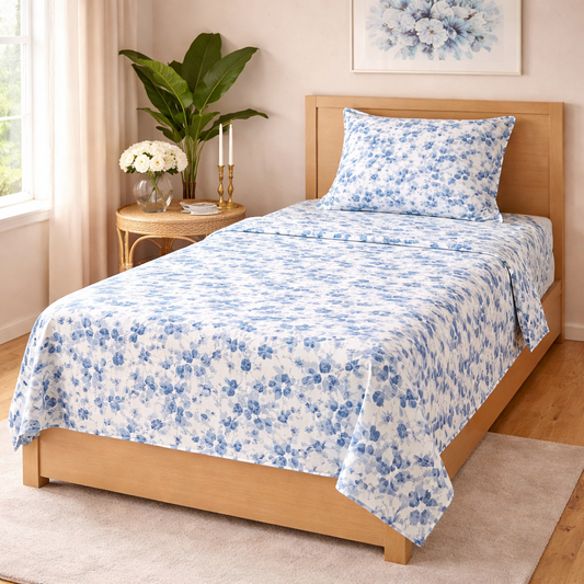 Single Bed Pure Cotton Bedsheet with Pillow Cover – Everyday Comfort | AH3
