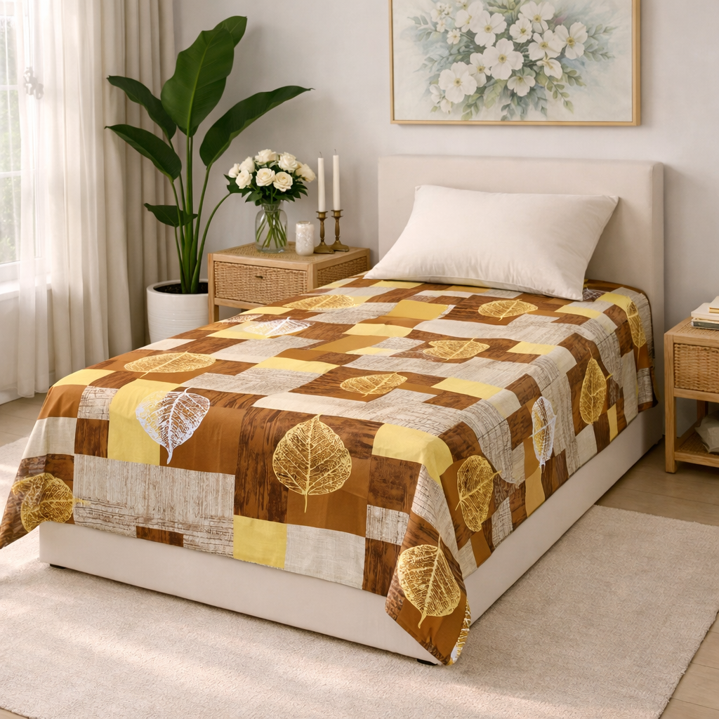 Single Bed Pure Cotton Bedsheet with Pillow Cover – Comfortable Everyday Use | AH7