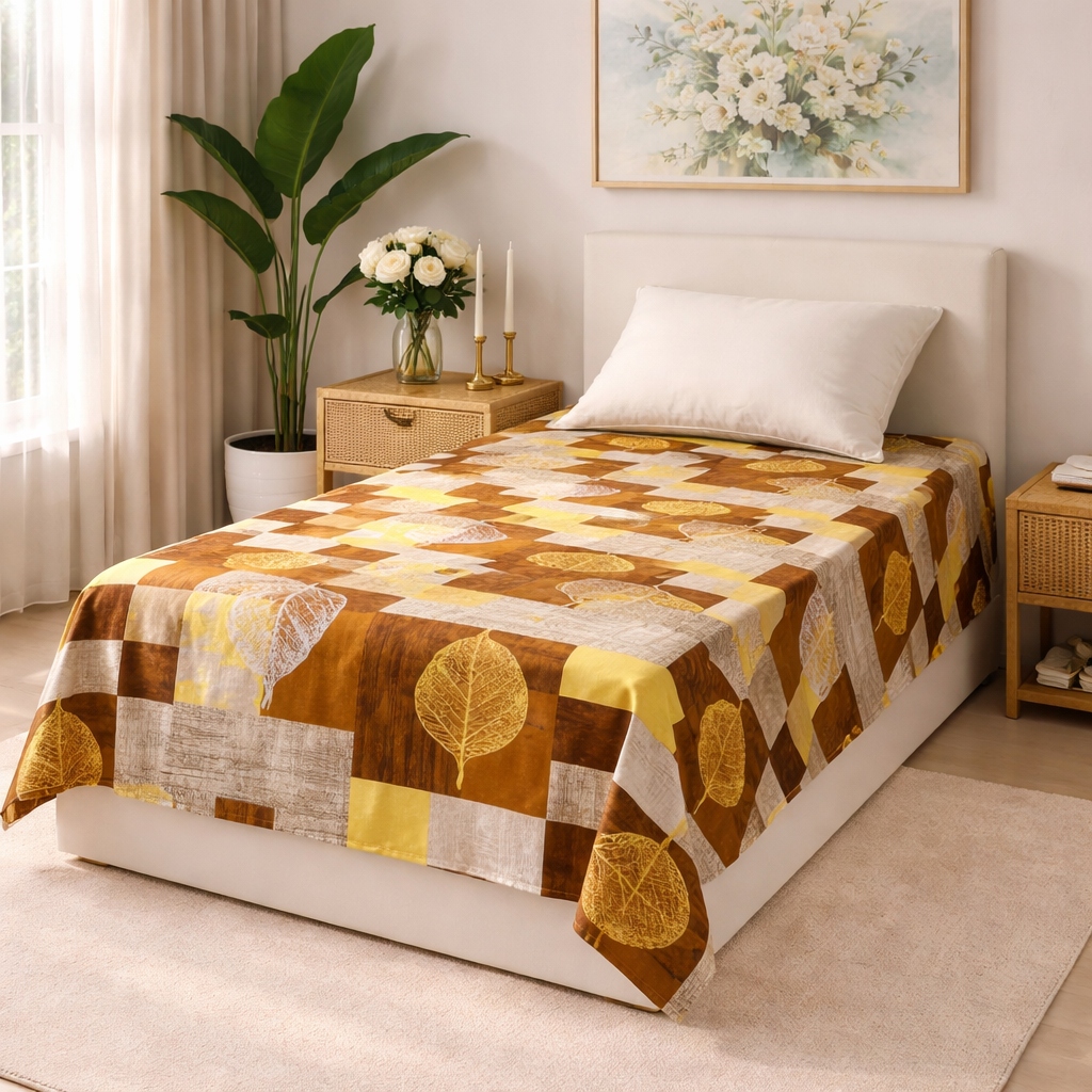 Single Bed Pure Cotton Bedsheet with Pillow Cover – Comfortable Everyday Use | AH7