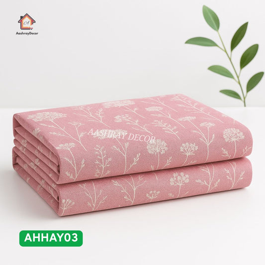 Aashray Decor 100% Cotton Double Bedsheet with 2 Pillow Covers – Soft Pink with Delicate Floral Print – Elegant & Skin-Friendly – AHHAY03