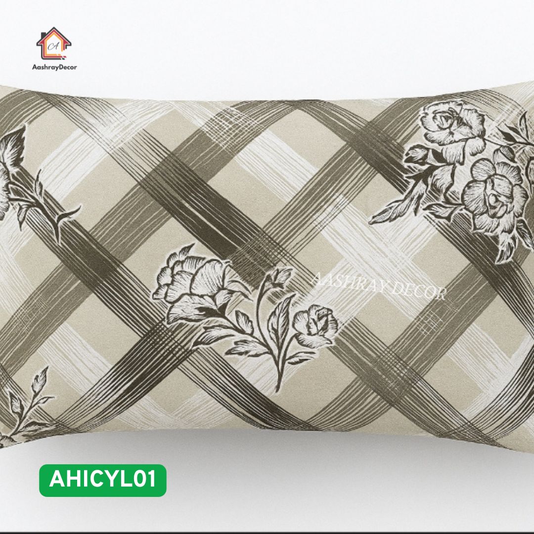 Premium 100% Cotton Bedsheet – Classic Monochrome Checks with Floral Accents | Super King Size 275x290 cm | AHICYL01