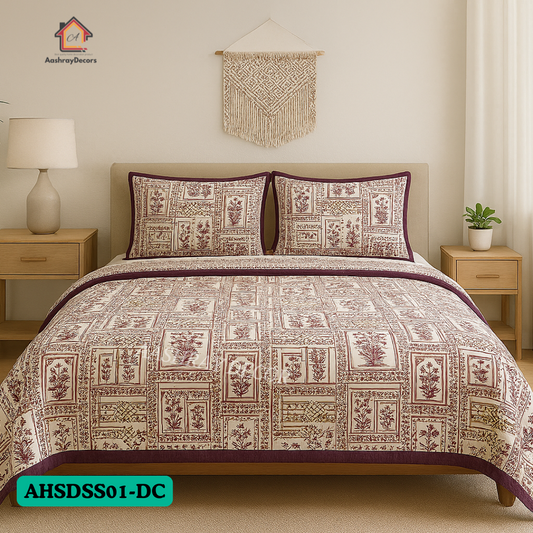 Reversible Cotton 2 Piece Single Bed Dohar – Ethnic Motifs & Geometric Charm