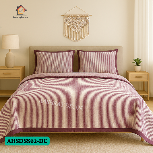 Reversible Cotton Single Bed Dohar | Floral & Striped