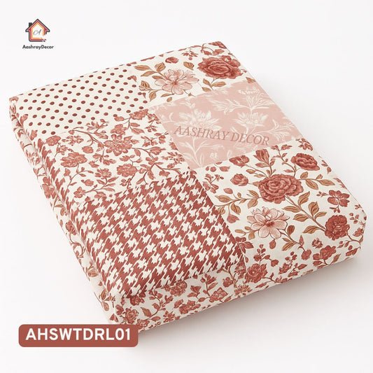 Aashray Decor 100% Cotton Double Bedsheet with 2 Pillow Covers – Soft, Breathable, Floral Design