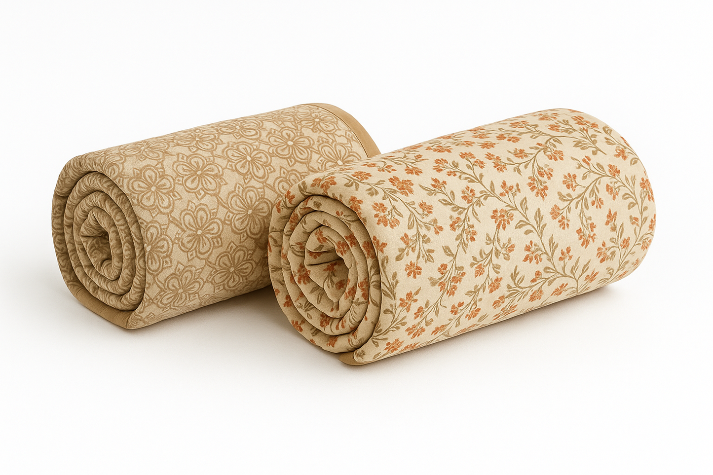 Premium Reversible Cotton Dohar Set – Floral Beige & Classic Motif