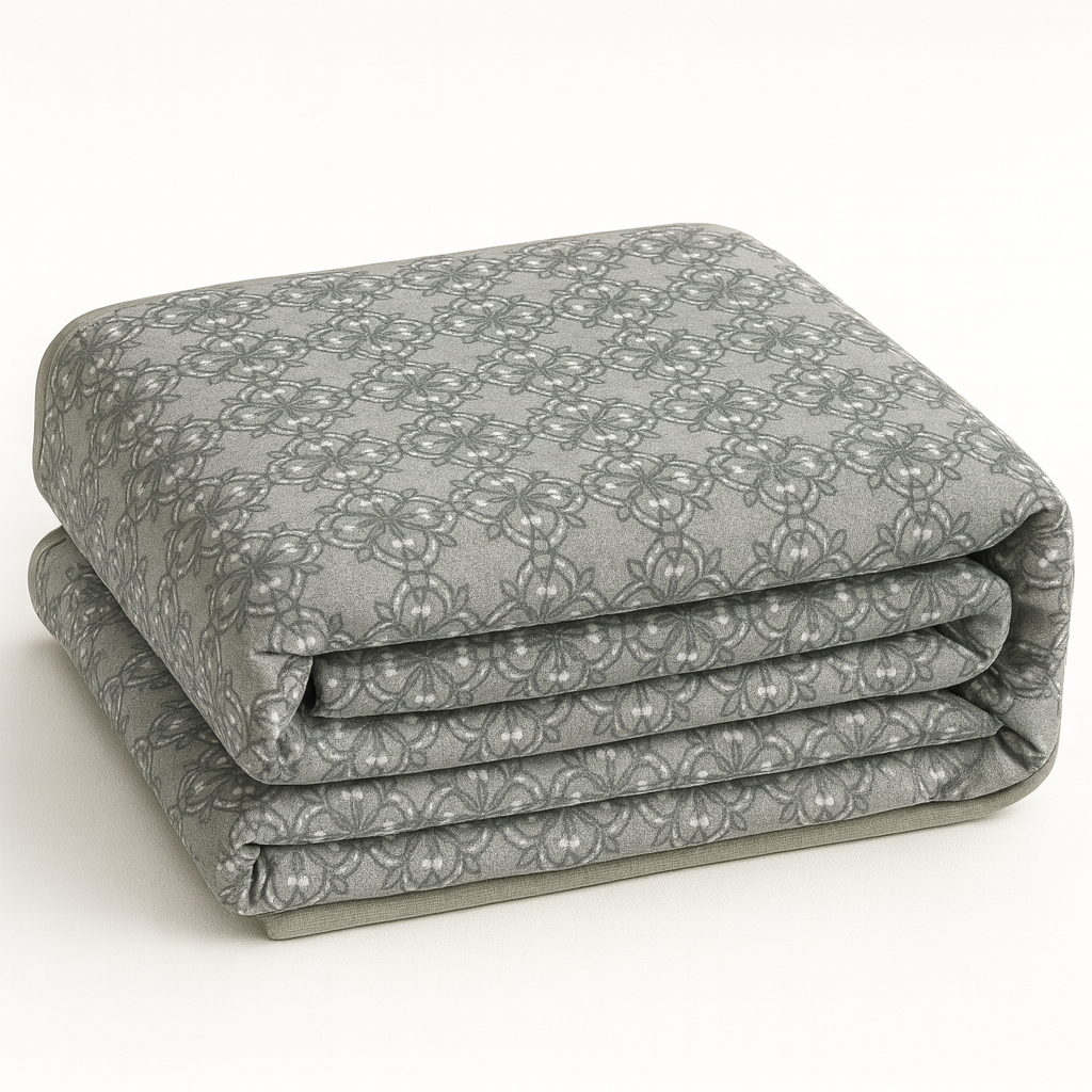 Premium Reversible Cotton Dohar Set – Blue Floral & Grey Motif