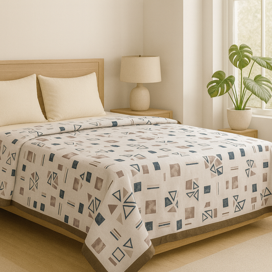Reversible Cotton Single Bed Dohar – Modern Geometric Patterns
