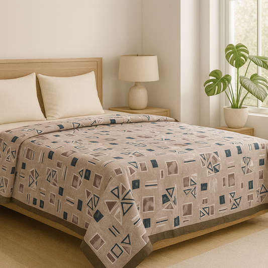 Reversible Cotton Single Bed Dohar – Modern Geometric Patterns