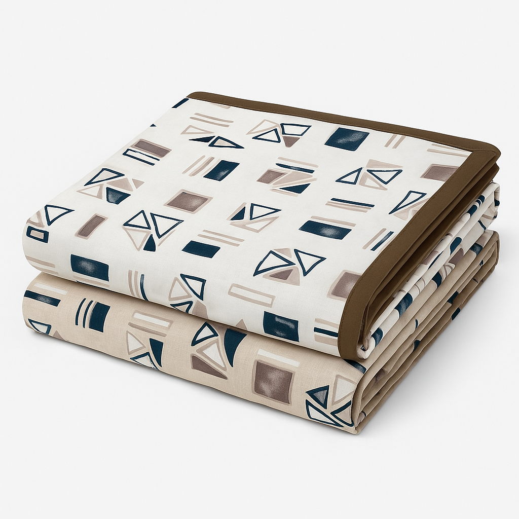 Reversible Cotton Single Bed Dohar – Modern Geometric Patterns
