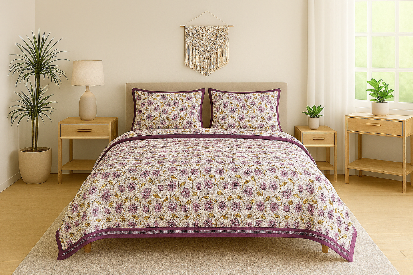 Reversible Cotton 2 Piece Single Bed Dohar – Ethnic & Geometric Elegance