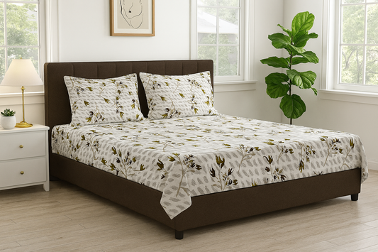 Cotton Super King Size Bedsheet with Contrasting Pillow Cases | Soft & Breathable | Premium 116 x 116 Inches