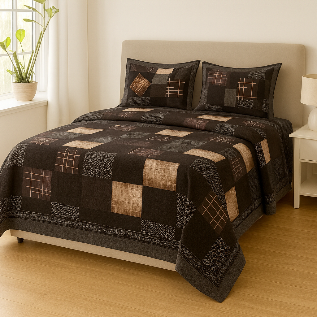 Midnight Rustic Checks – Pure Cotton Super King Bedsheet 108x120 | AHPO16