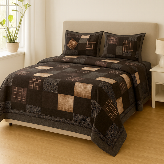 Midnight Rustic Checks – Pure Cotton Super King Bedsheet 108x120 | AHPO16