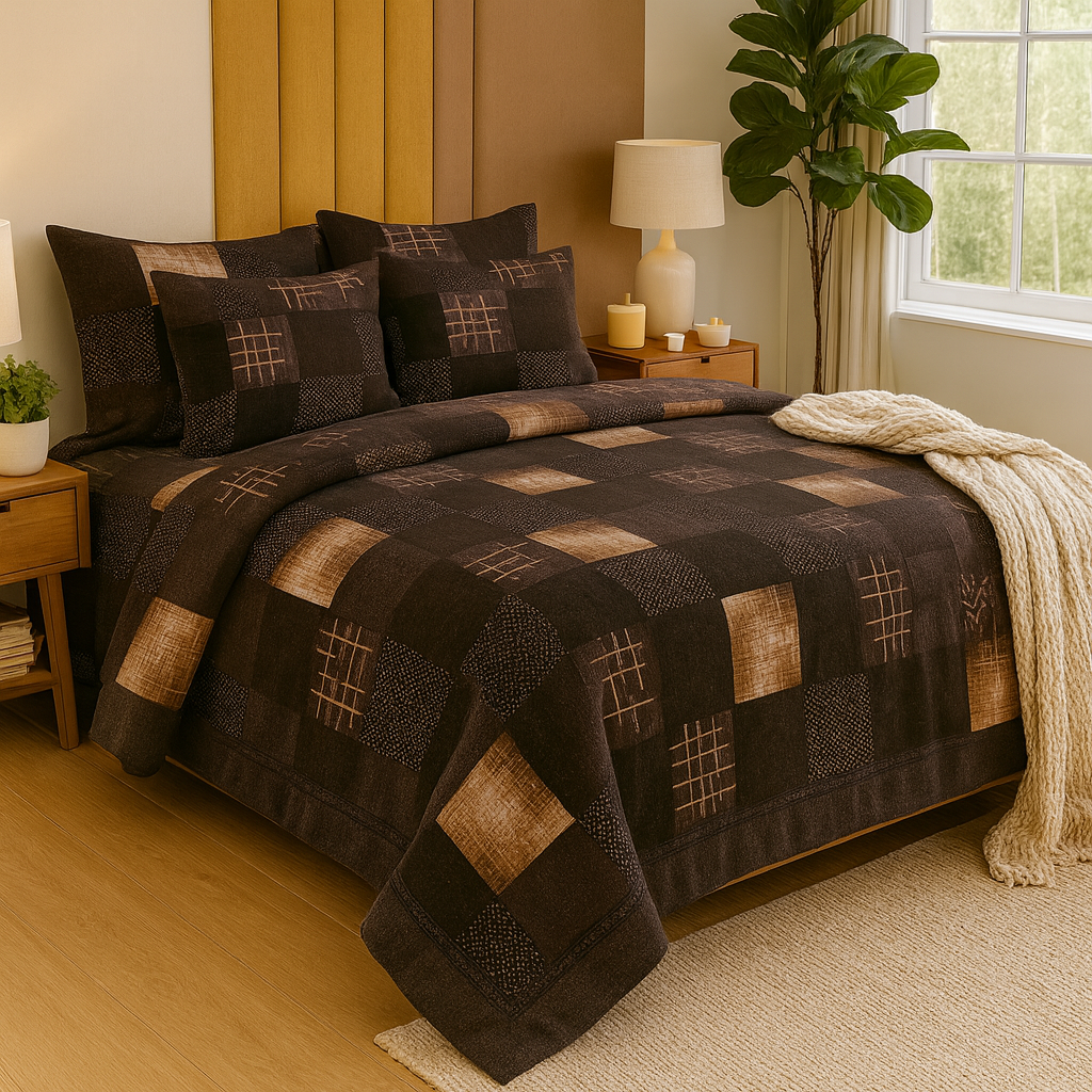 Midnight Rustic Checks – Pure Cotton Super King Bedsheet 108x120 | AHPO16
