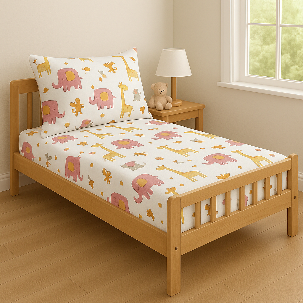 100% Cotton Baby Bedsheet – Soft, Breathable & Skin-Friendly | 60 x 90 Inches | Adorable Prints