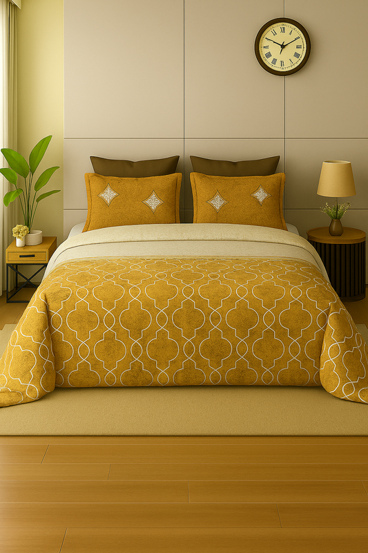 Sukhshala Super King Bedsheet Set | 210 TC Cotton| 2 Pillow Covers | AHED2