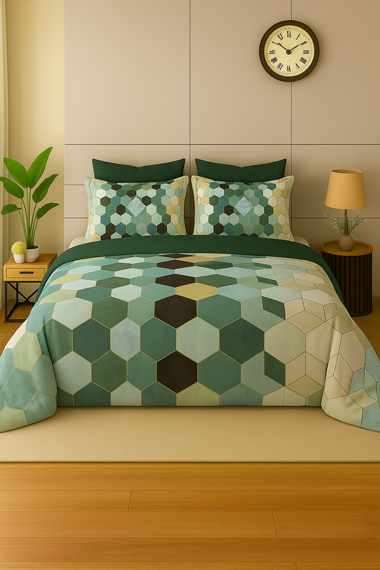 Sukhshala Super King Bedsheet Set | 210 TC Cotton| 2 Pillow Covers | AHED1