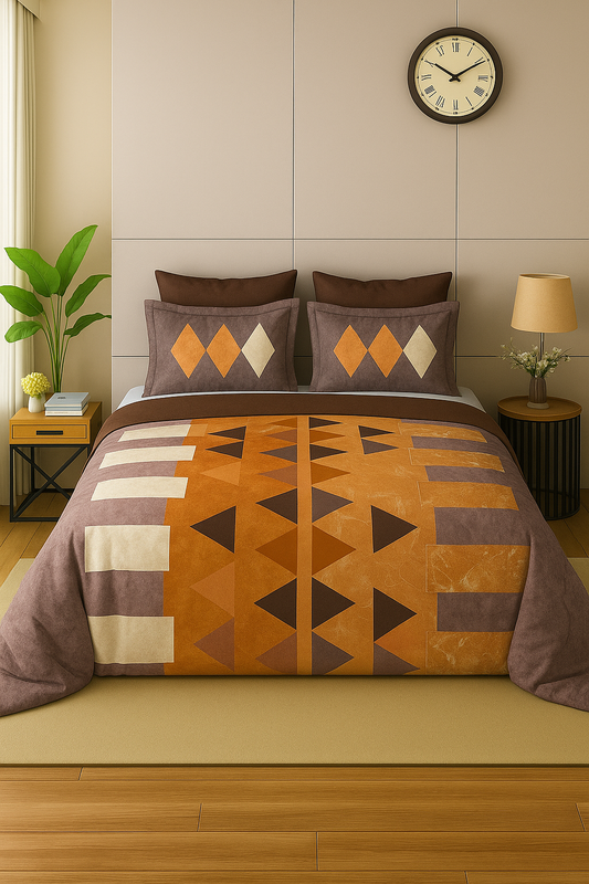 Sukhshala Super King Bedsheet Set | 210 TC Cotton| 2 Pillow Covers | AHED8